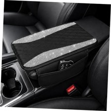 Car Center Console Cover, Bling Arm Rest Cover for Car with 2 Side Silver