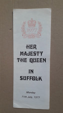 Her Majesty the Queen in Suffolk  11 July 1977 Leaflet Programme Route Airport