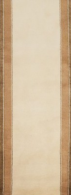 Elegant Ivory and Brown Runner Rug 3x8 for Minimalist Spaces Handmade Carpet