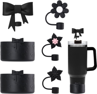 #ad Stanley Tumbler Accessories Set Including 4 Pcs Siliocne Straw Covers Toppers $11.99