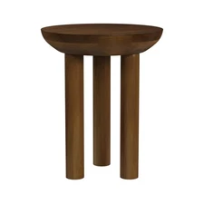 Spatial Order Walnut Mango Wood 3-Leg End/Side Round Table, M