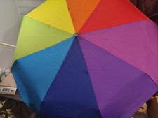 Totes Auto-Open Umbrella Rainbow 48" 2 Person Coverage Soft Foam Handle