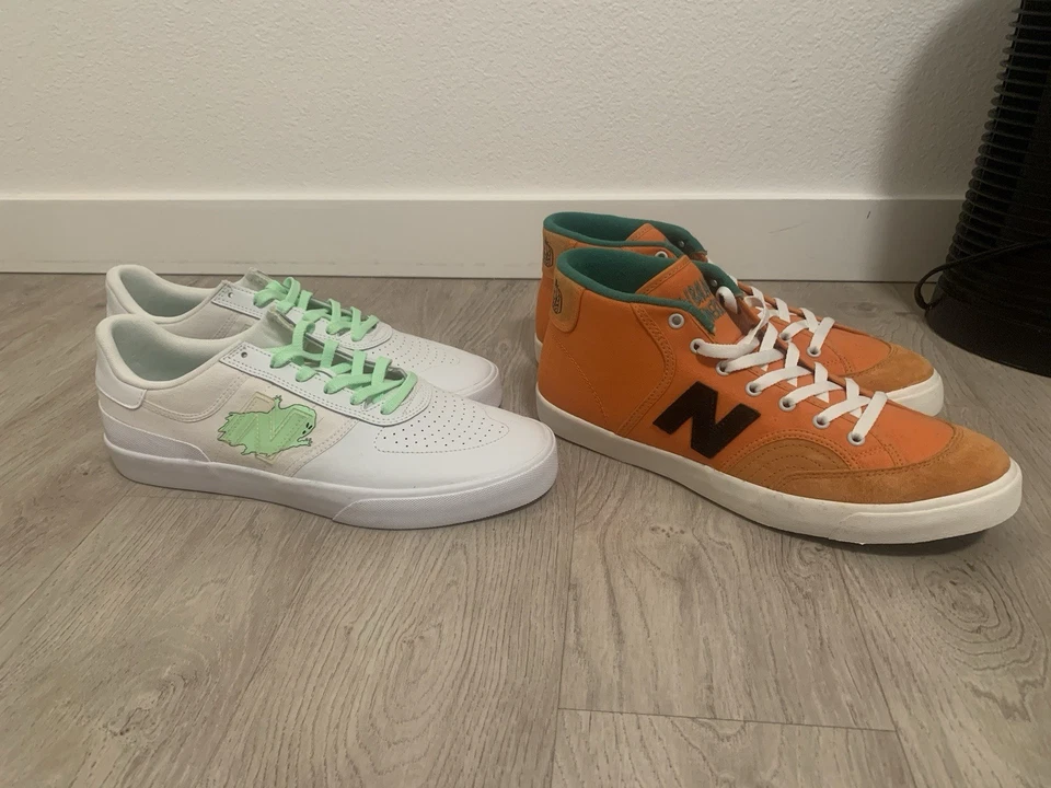 Size 13 New Balance Numeric Villani 272 Franky Ghost Green/White & 217 Pumpkin - Image 2 of 4