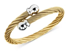 CHARRIOL Unisex Celtic Twisted Cable Bracelet Gold-Plated Stainless Steel New