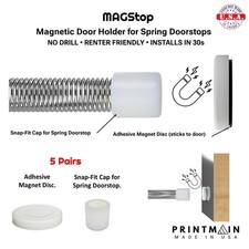 Magnetic Spring Door Stopper, Converts Existing Stop, No Tools, Removable, 5 Pcs