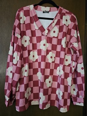 Heimish USA Women's Maroon  Pink Cream Flower Petals Size 2X