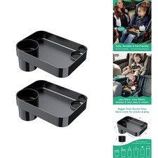 BBSDA Square Car Seat Cup Holder Snack Tray For Kids, 2-Pack, Black Cup Tray