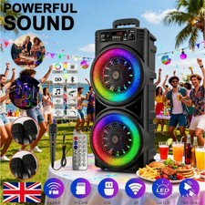 6000W Portable Bluetooth Speaker Sub Woofer Heavy Bass Sound System Party W/ Mic