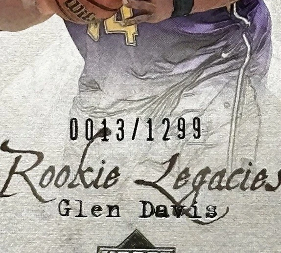 2007-08 Upper Deck Artifacts Glen Davis #'d /1299 #133 - LSU / Magic - Image 2 of 3