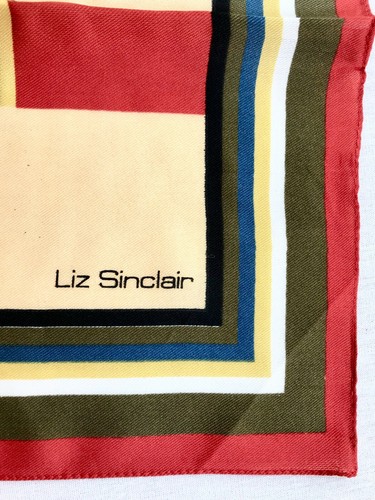 Vintage Liz Sinclair Scarf Multicolor Geometric Striped Square 26" Made in Italy - Picture 2 of 6