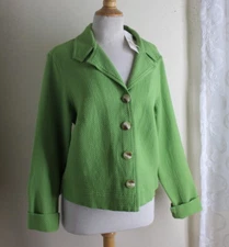 NWT Color Me Cotton CMC Green Waffle Art-to-Wear Funky Woven Jacket Sz L 