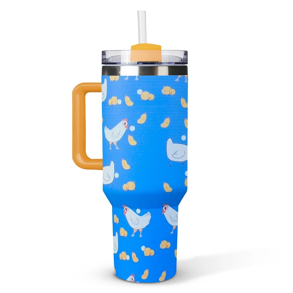 40oz Stainless Steel Tumbler With Handle & Straw Insulated Travel Mug Coffee Cup - Image 3 of 4