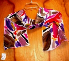 Robert Daskal , Very Elegant Design Hand painted Scarf ,100% Silk, Made in USA!