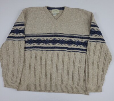 Vintage 90s Eddie Bauer Cotton Blend Pattern Knit Sweater EUC Vtg