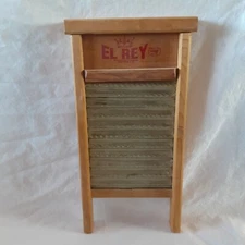 Vintage Wood and Tin Washboard, El Rey, Made in Mexico