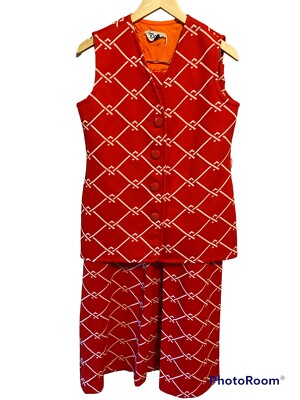 Ms. Today Womens Vintage Skirt Vest Set Size 12 Redish Orange 1970s Retro MCM