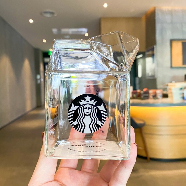 starbucks glass milk carton