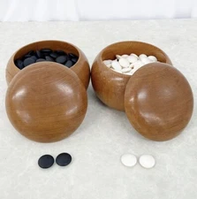 Igo GO Stones Goishi White Black Clam Shell Nachiguro w/ Bowl Japan