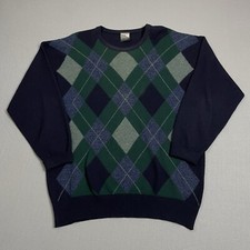 Clan Douglas Sweater Mens Medium Blue Argyle Cashmere Pullover Crewneck