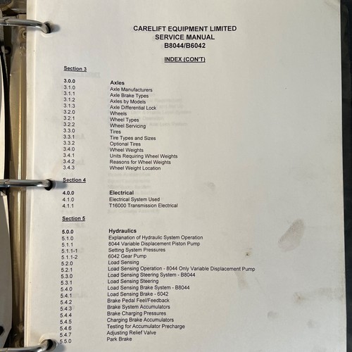 CareLift ZoomBoom 6042-44 Rough Terrain Forklift Service Manual Part Maintenance - Picture 7 of 9