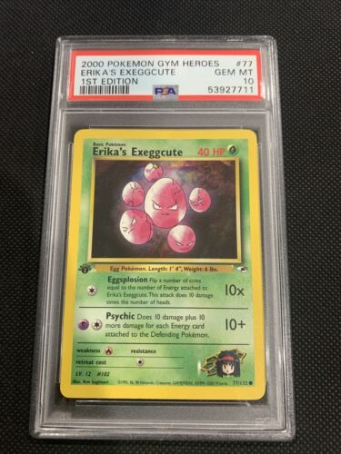 2000 Pokemon Fitnessstudio Heroes Erika's Exegcute 1. Auflage PSA 10 EDELSTEINE NEUWERTIG
