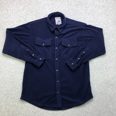 Jack Wolfskin Shirt Men's Medium Blue Shacket Fleece Chore Pocket Button Down