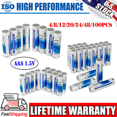 WHITECRANE 4/8/12/20/24/48/100 Pack Heavy Duty  AAA Batteries Lots Alkaline 1.5V
