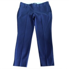 Lands End Navy Ankle Pant Tapered leg Side zip Womens 8P Classic Stretch cotton