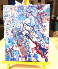 HANDMADE ACRYLIC POUR PAINTING ON 8X8 CANVAS, VARNISHED