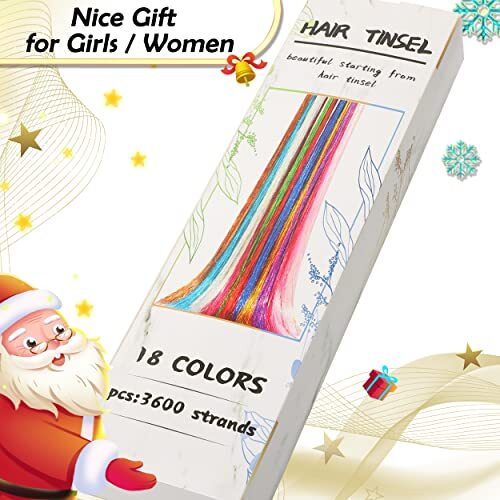 NIACONN 3600 Strands Hair Tinsel Kit with Tools 18 Colors Heat Resistant Fairy