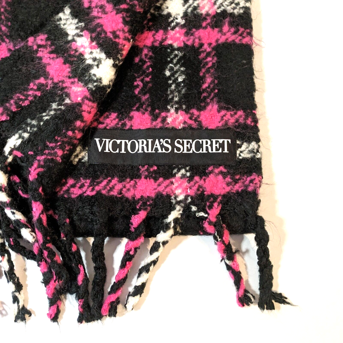 Victoria Secret Plaid Scarf, Winter Angel Collection, Black, Pink