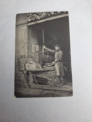 Vintage Postkarte alt kaiserlich russisch, Brotverkäufer Bäckerei 