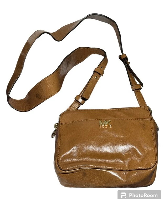 MICHAEL KORS Tan Leather Guitar Strap Crossbody Bag Adjustable Strap