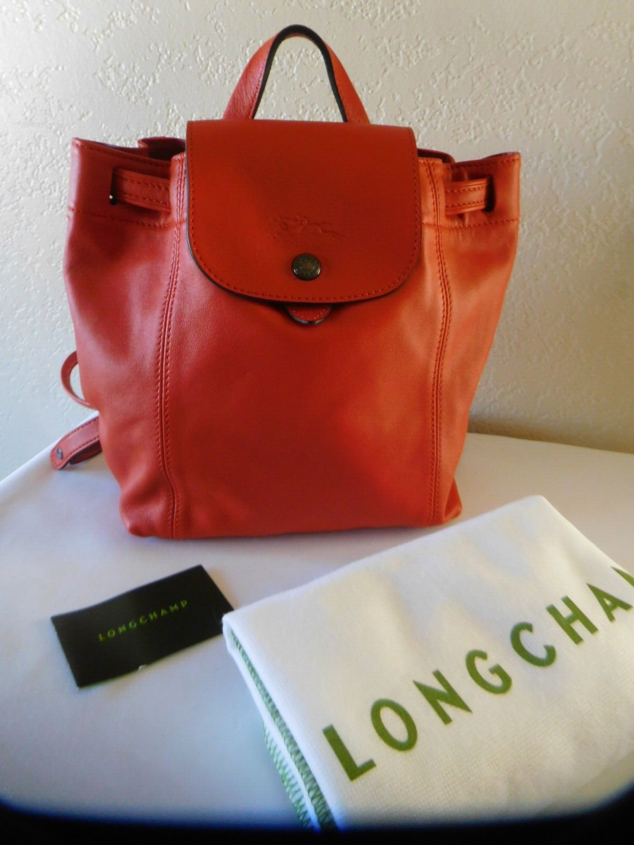 Longchamp Le Pliage Cuir Lambskin Leather XS Backpack Rust Orange New LONGCHAMP Le Pliage Cuir Leather XS Backpack ~Rust Color  main image 2