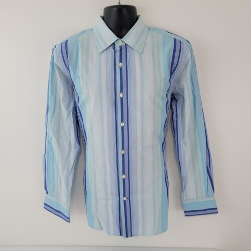 GAP Dress Shirt Blue striped button down shirt L Fitted premium M17 - Picture 1 of 9