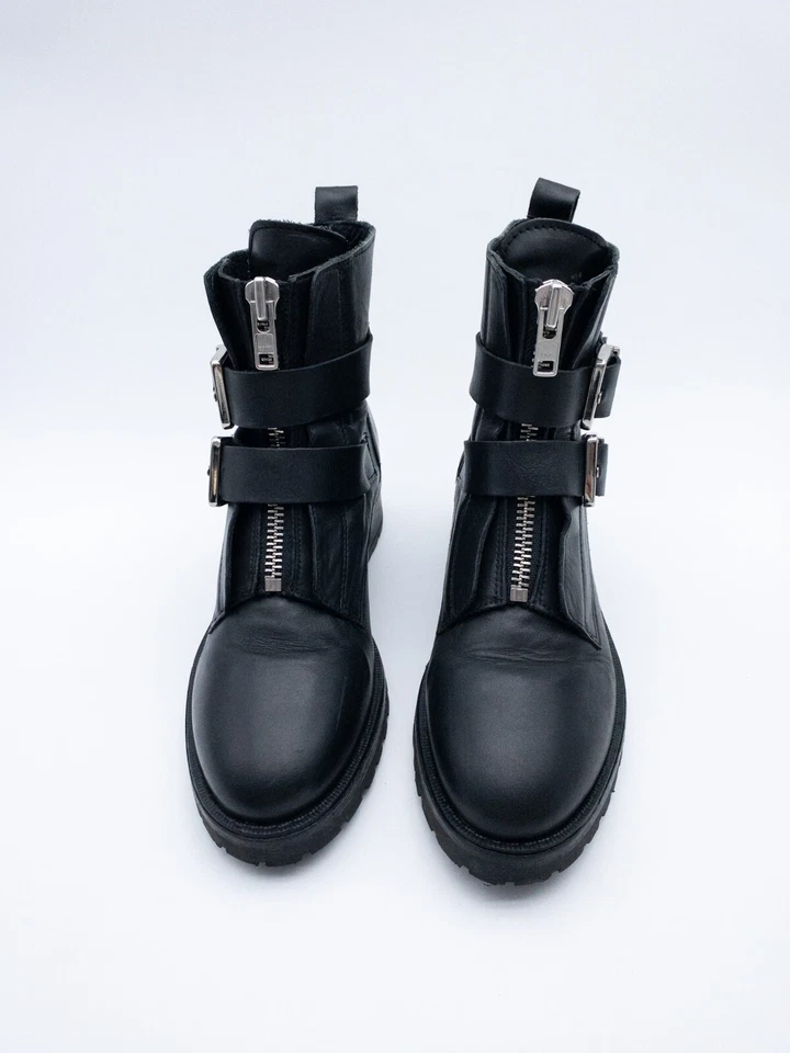 Manfield Bottes Biker Femme Bottes Cheville Taille 40 UE Art 23591-98 - Photo 3/3