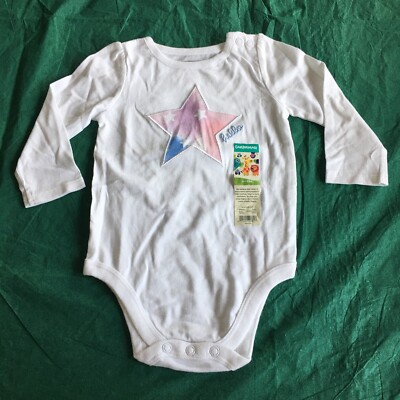 NWT Garanimals White Long Sleeve Embroidered Star  Hello  One Piece 6-9 Months