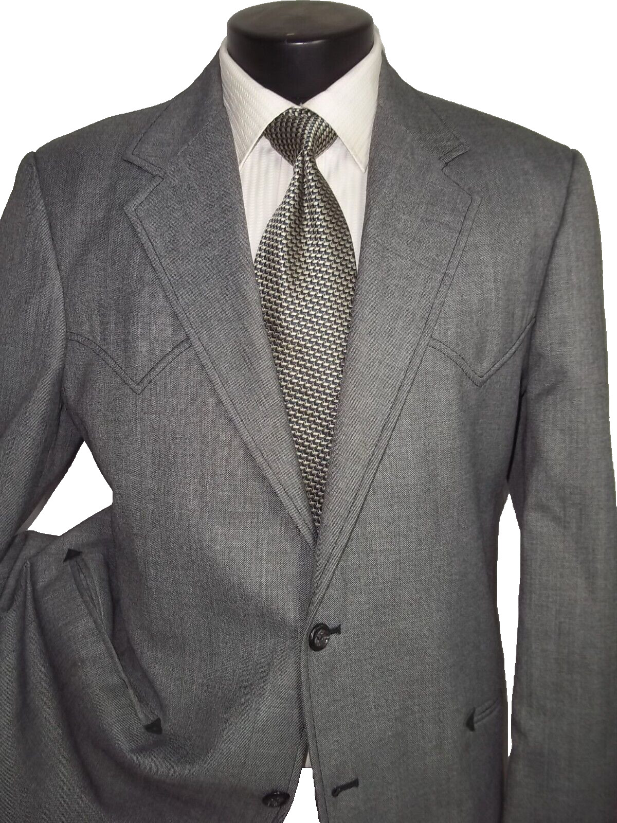 ]] Kenny Rogers Solid Gray 2Button Country Style … - image 4