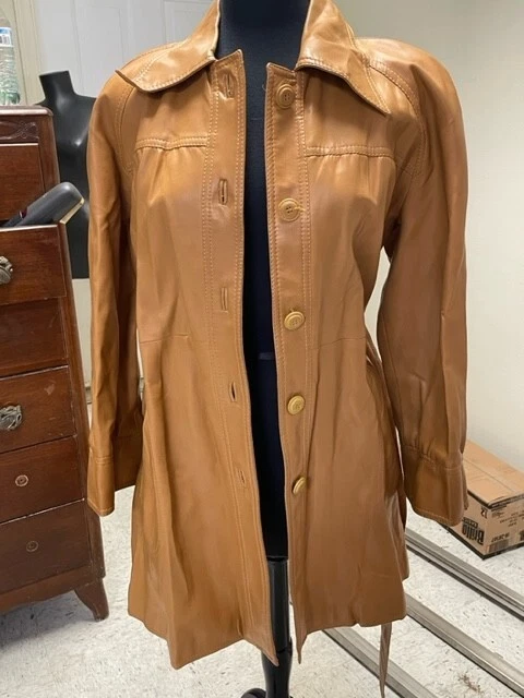 abrigo vintage world fashions diseñado por dori imitación cuero talla 16.5 Foto 2 de 4