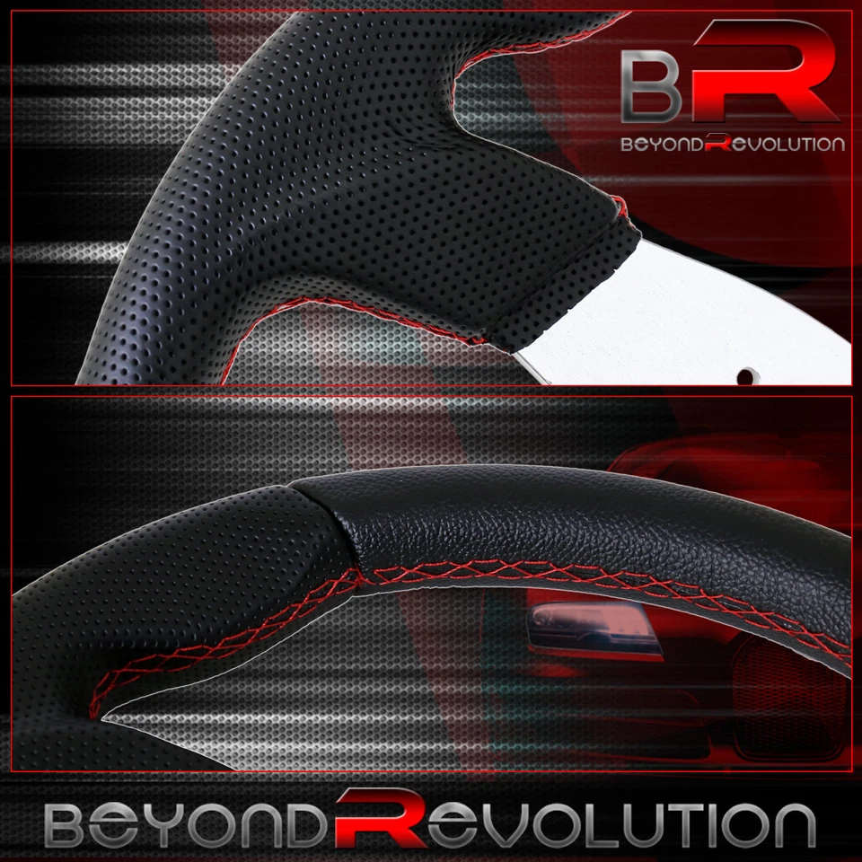 Volante Godsnow Jdm Horn negro plata centro rojo puntadas 6 pernos orificios Foto 3 de 4