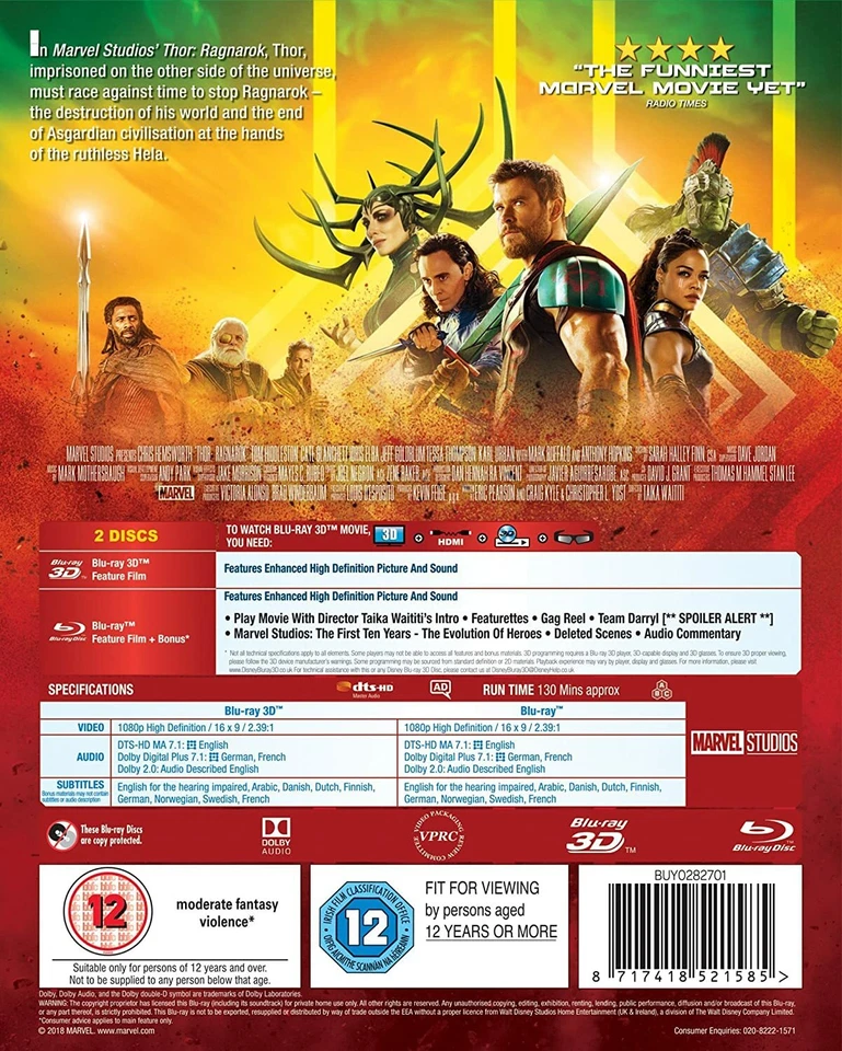 Thor Ragnarok (2017) 3D + 2D Blu-Ray BRAND NEW Free Ship Foto 2 de 2