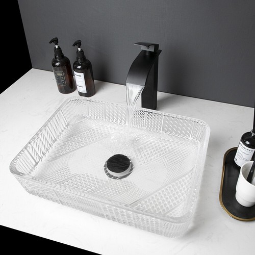 Bathroom Vessel Sink Drain Faucet Basin Vanity Glass Bowl Combo Up Chrome - Picture 51 of 80