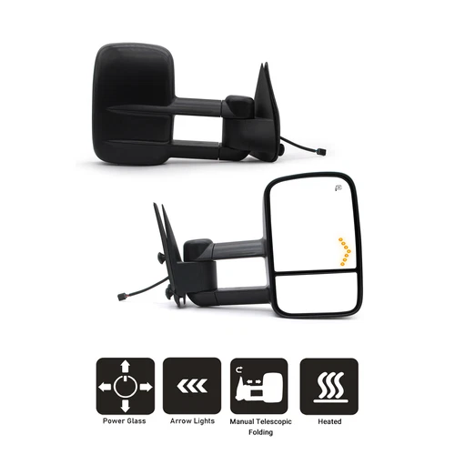 Pair Power Heated Tow Mirrors Fits 1999-2002 Chevy Silverado Sierra 1500 2500 HD
