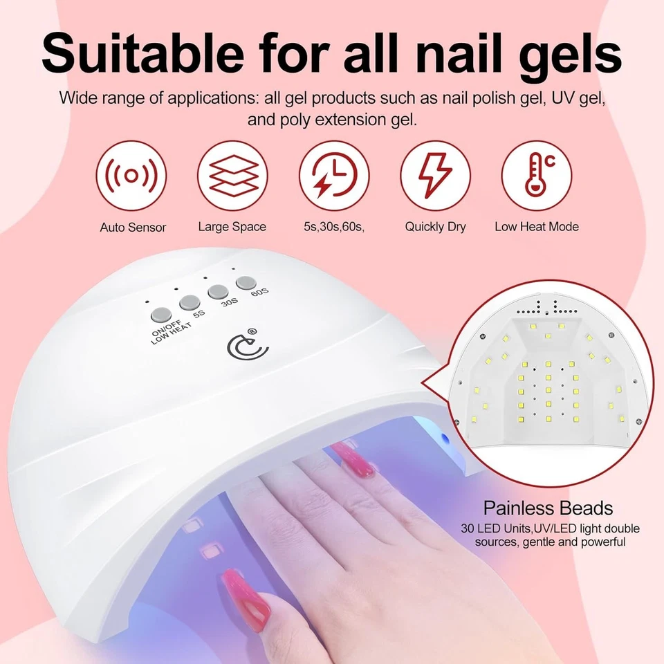 Kit de esmalte de uñas en gel COSCELIA 53 piezas con luz U V y kit de inicio de taladro 35 Co... Foto 2 de 4