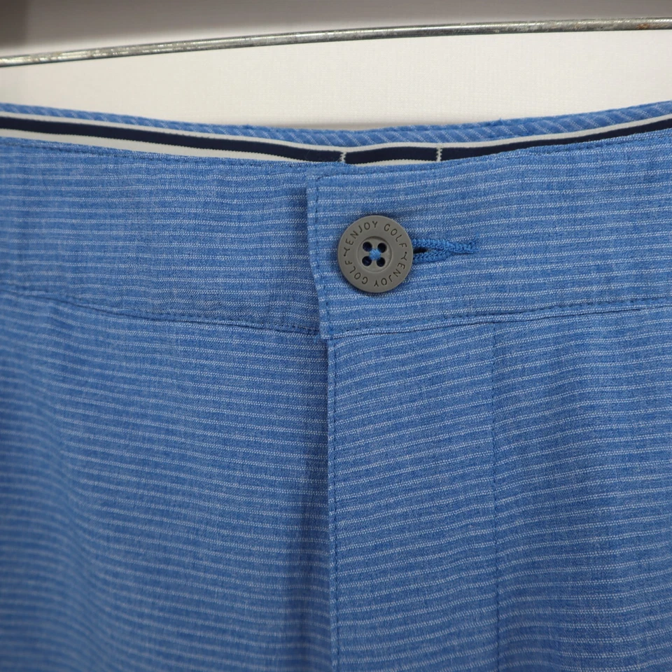 Men Puma Golf Performance Tech Golf Shorts Size 38 Blue Striped 9" Inseam Casual - Image 2 of 4