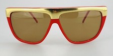 Vintage Unbranded Sunglasses Red Gold 80's Shades Flat Top Polarized
