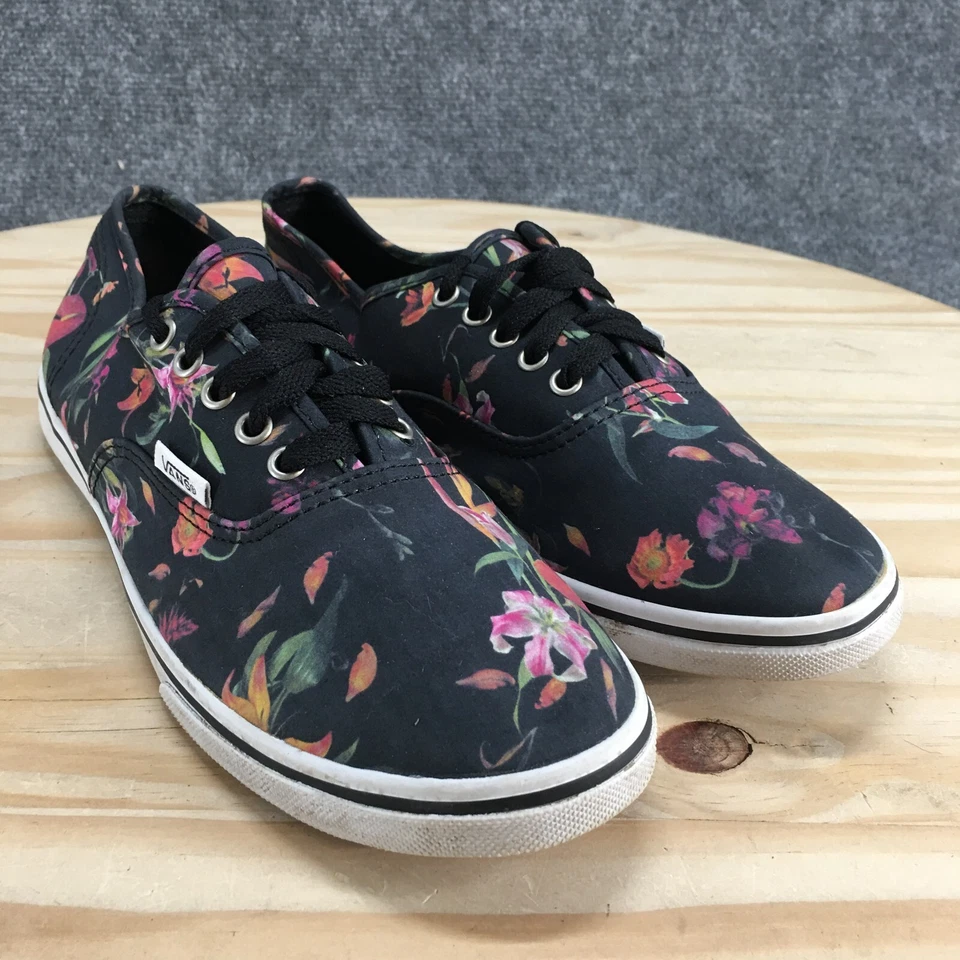 Vans Zapatos Mujer 9 Hombre 7.5 Auténticos Tenis Negro Estampado Floral Parte Superior Baja TB4R Foto 3 de 4