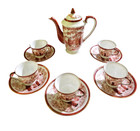 Antique Japanese Red Tea Set Porcelain