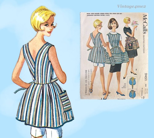 1960s Vintage McCall's Sewing Pattern 2451 Misses Wrap Around Apron Size 31-32 B - Picture 2 of 5