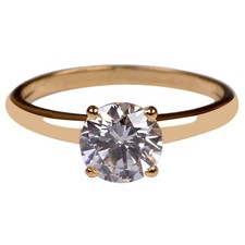 Round Shape 1.60Ct D/VVS1 Solitaire Women's Anniversary Ring In 14KT Yellow Gold